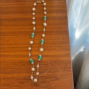J Crew pearl rhinestone & turquoise chain necklace